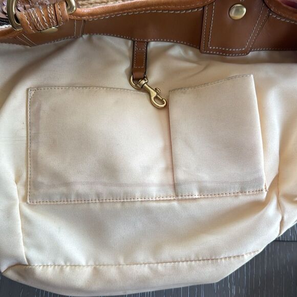 Coach Bleecker Natural Straw Tan Tote Handbag with Leather Accents Boho Vacation - Picture 5 of 16
